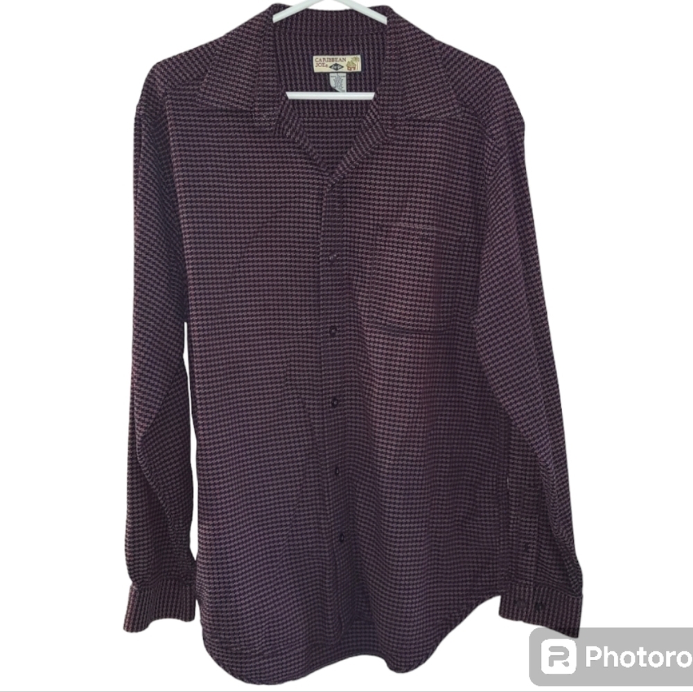 Caribbean Joe button down shirt collared with long‎ sleeves Men's Large
